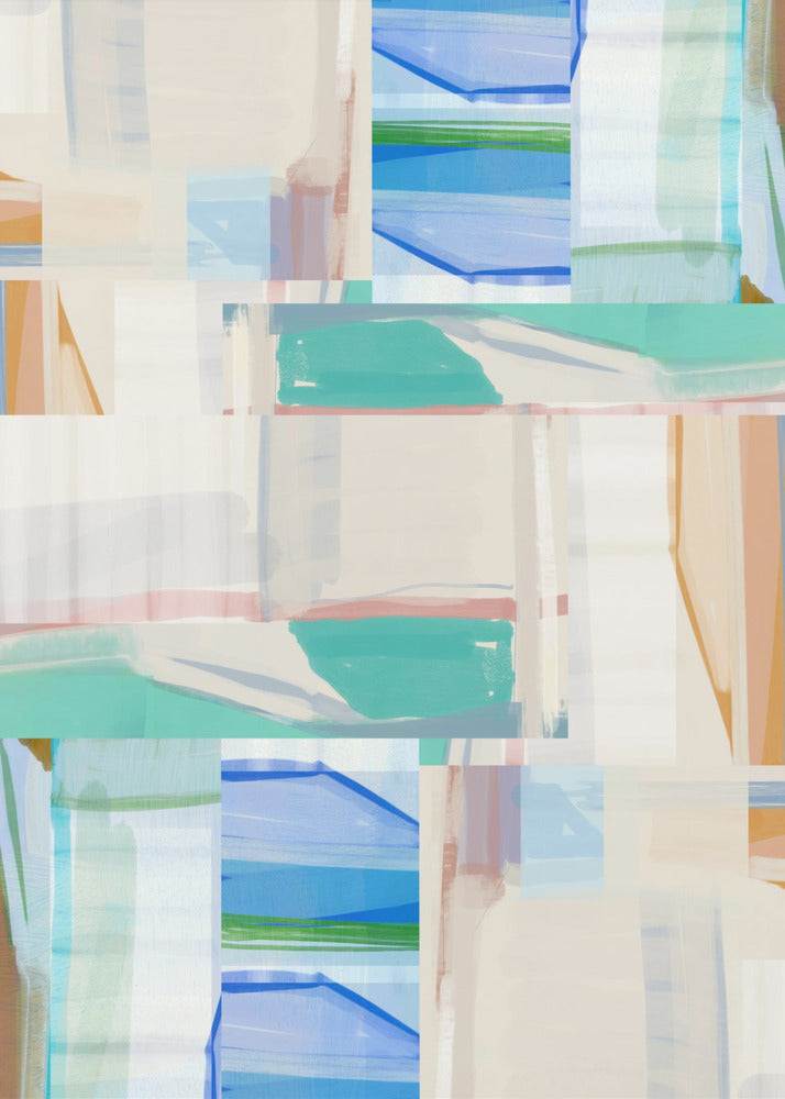 Blue Green Shapes No1 | Canvas