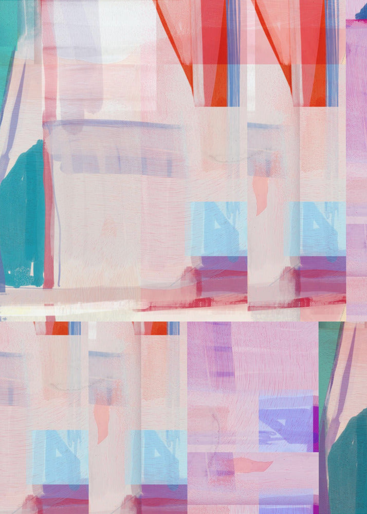 Blauwroze vormen nr. 1 | Canvas
