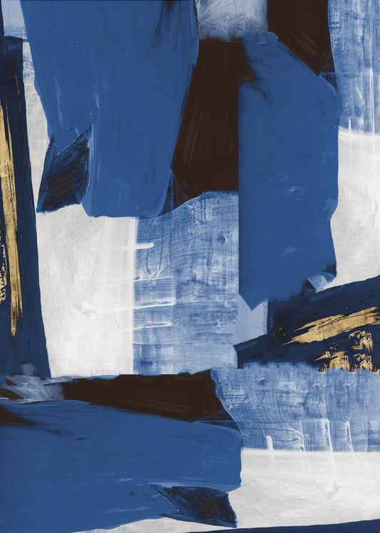 Marineblauwe gouden vormen 1 | Poster