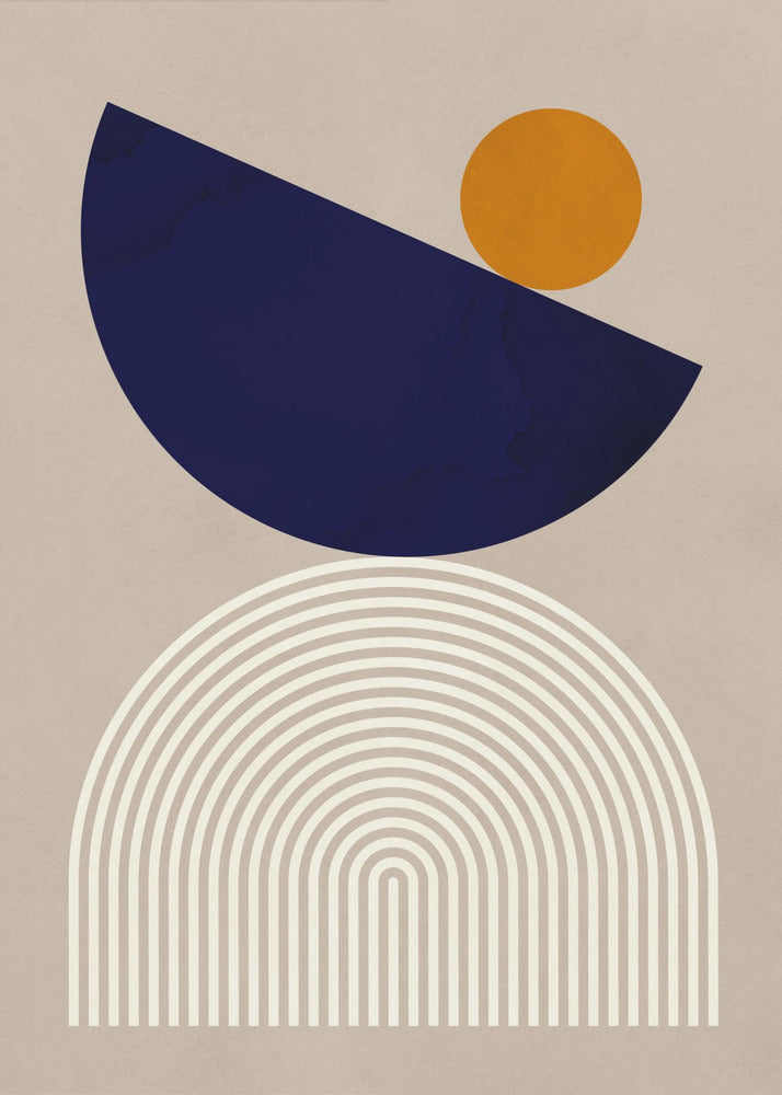 Lijnen en halve cirkels 2 | Canvas