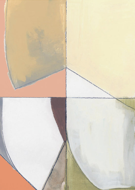 Dusty Pink Yellow Abstract No1 Art Print | Poster