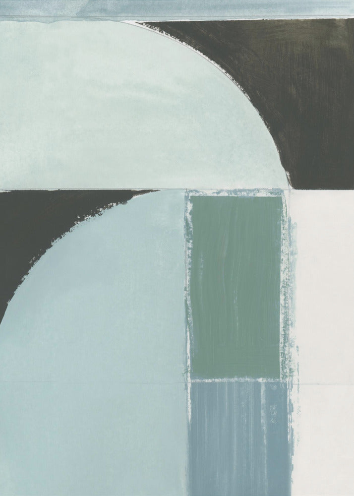 Abstracte blauwe vormen nr. 1 print | Canvas