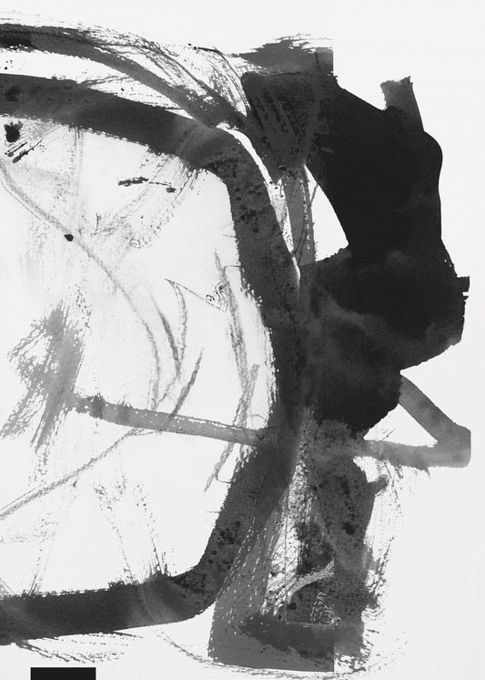 Black & Grey Ink Abstract Art Print | Poster