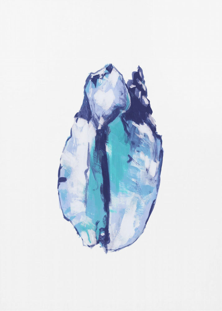 Blauwe schelp op witte achtergrond nr. 5 | Canvas
