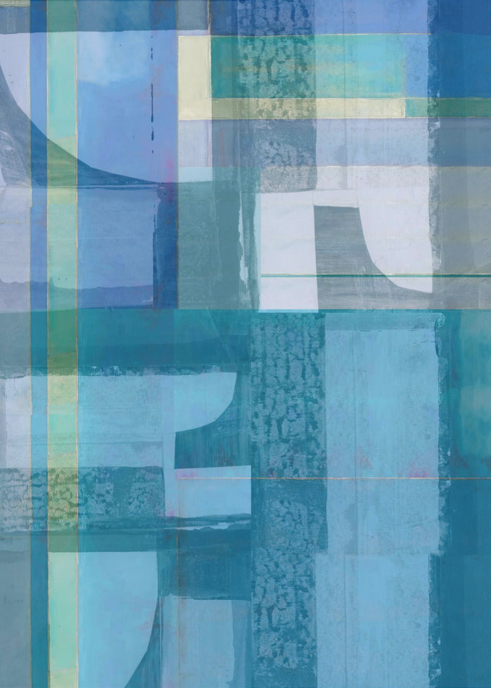 Abstracte tinten blauw en neutraal 4jpg | Canvas