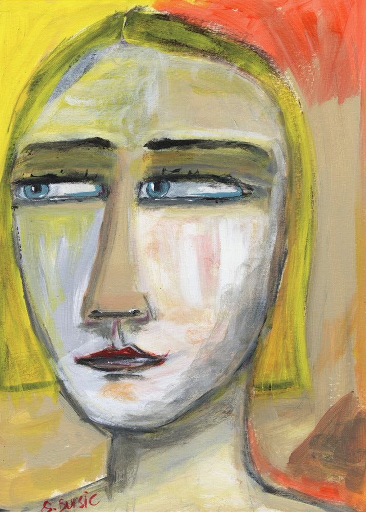 Dame met vernauwde ogen | Canvas
