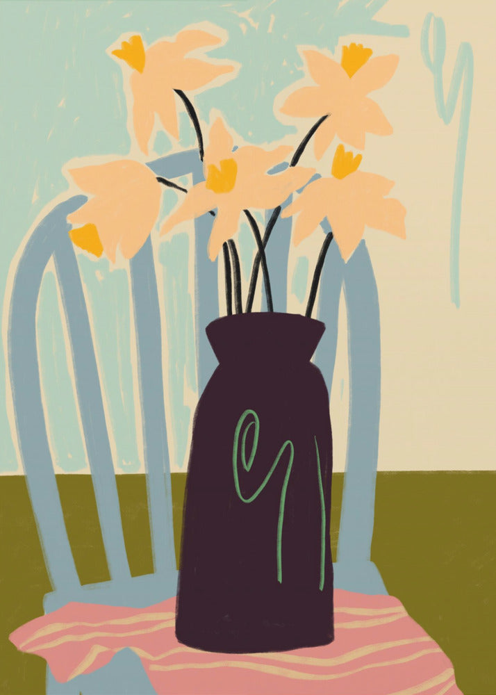 Minimalistisch stilleven met bloemen | Canvas