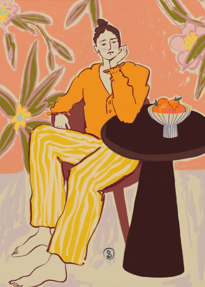 Vrouw met sinaasappels | Canvas