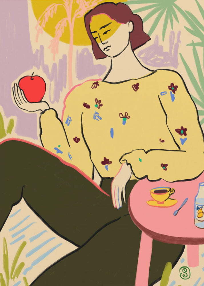 Vrouw met appel | Poster