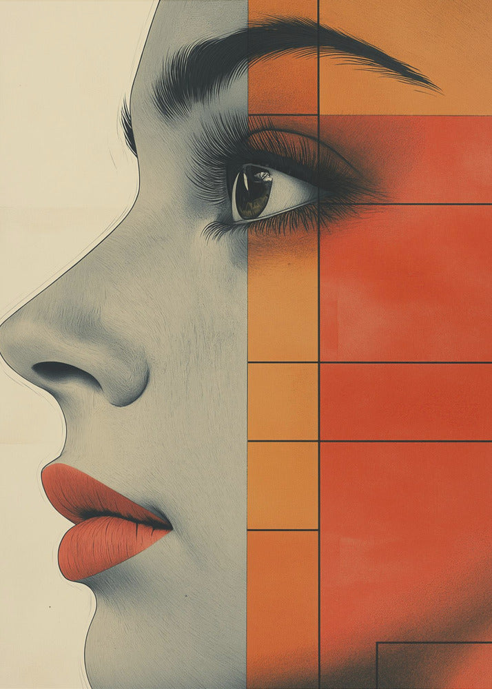 Vintage poster met een vrouwengezicht (4) | Poster