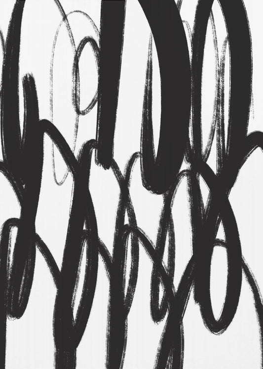 Zwart-witte penseelstreken | Poster