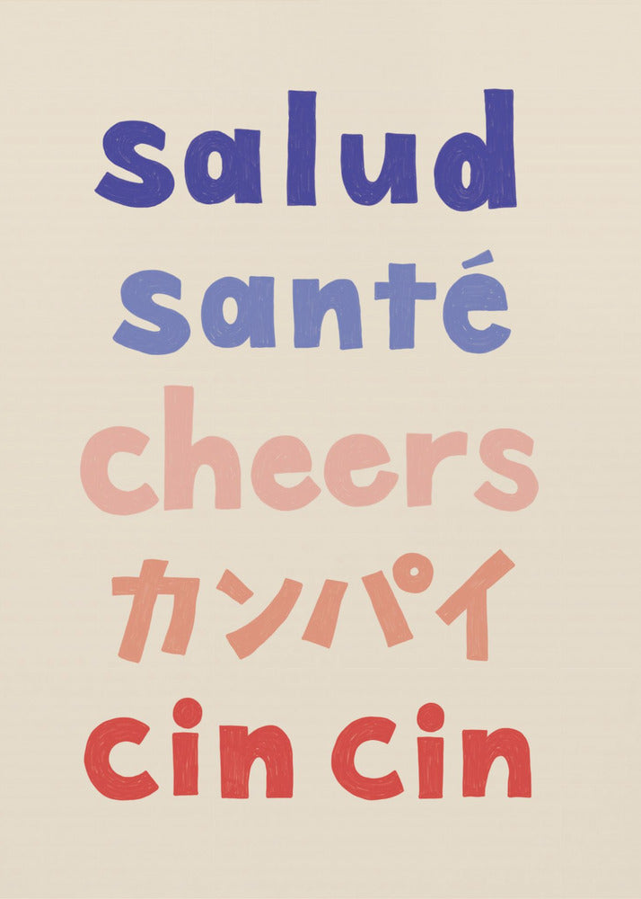 Proost typografie - Salud Santé Proost Kanpai Cin cin | Canvas
