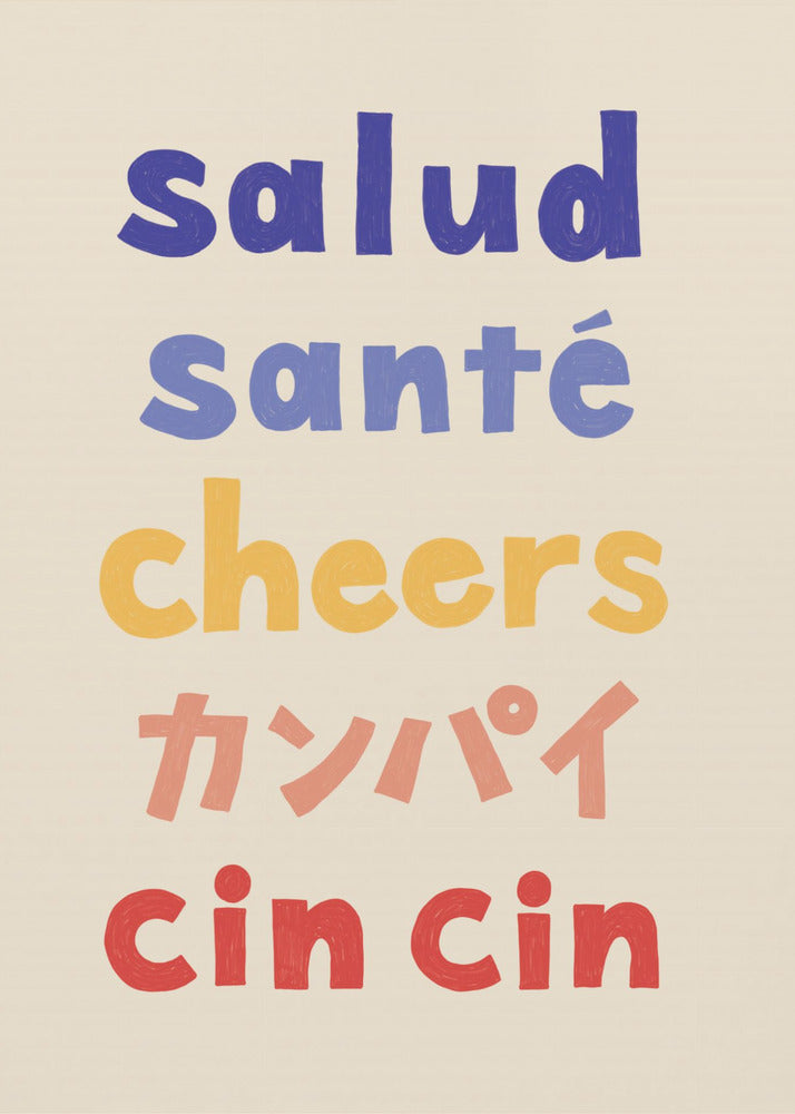Proost typografie - Salud Santé Proost Kanpai Cin cin | Canvas