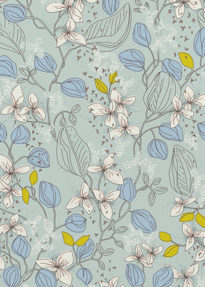 Elegantie in de zomer met een patroon van munt en bloemen | Canvas