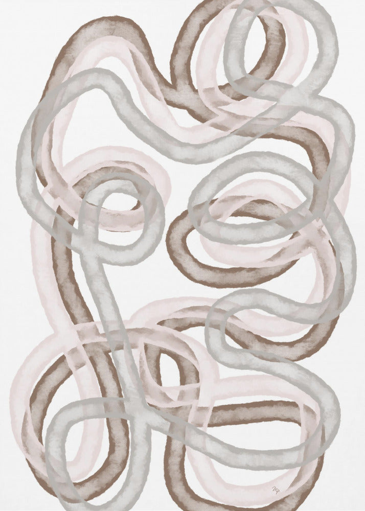 Abstracte verweven lijnen in zachte aardse tinten | Poster