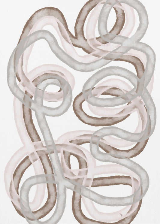 Abstracte verweven lijnen in zachte aardse tinten | Poster