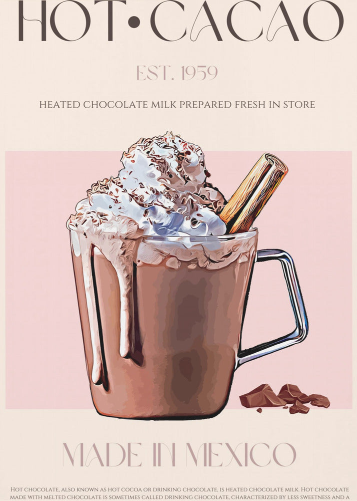 Een mok romige, warme cacao | Poster