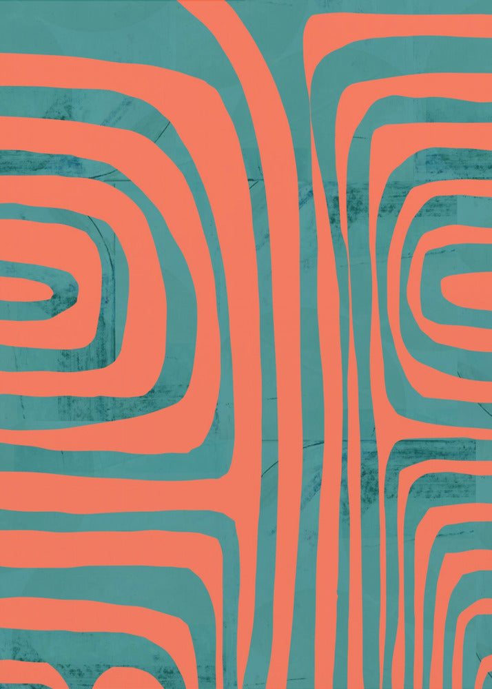 Turquoise & Coral Abstraction 2 | Canvas