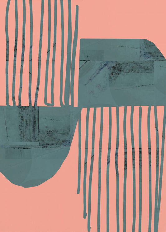 Turquoise & Koraal Abstractie 6 | Canvas