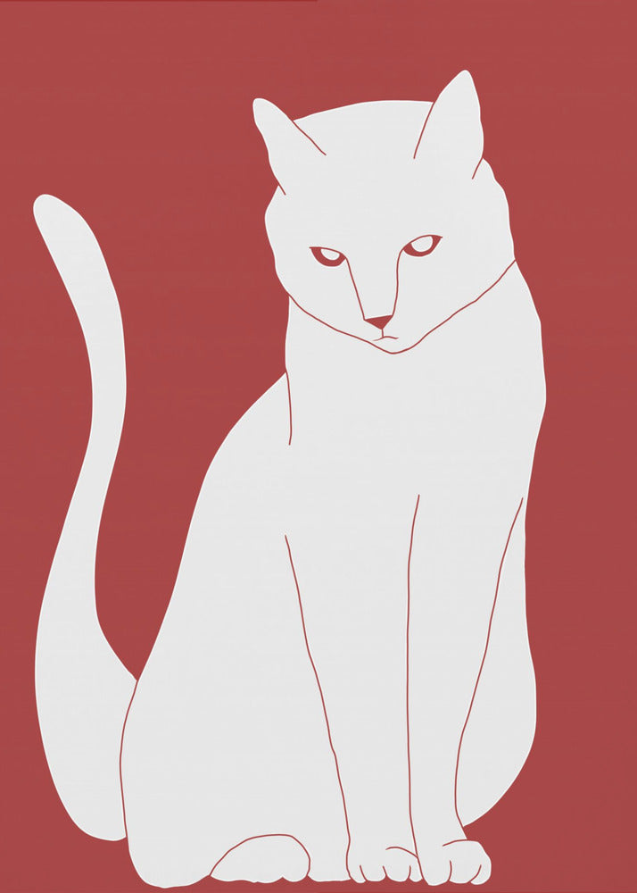 Witte en rode kat | Canvas