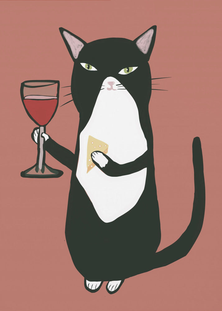 Kat met wijn | Poster