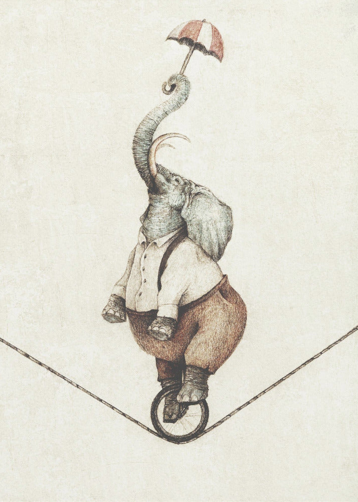 Eenwieler met paraplu | Canvas