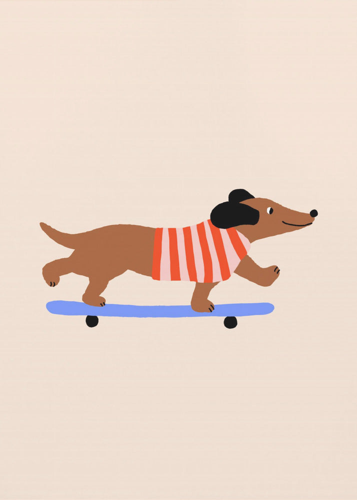 Teckel op skateboard | Canvas