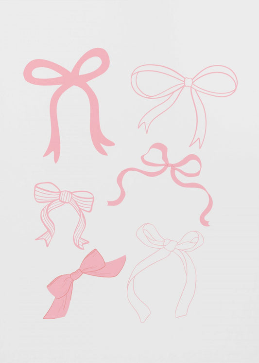 Zes roze strikken in verschillende stijlen | Canvas