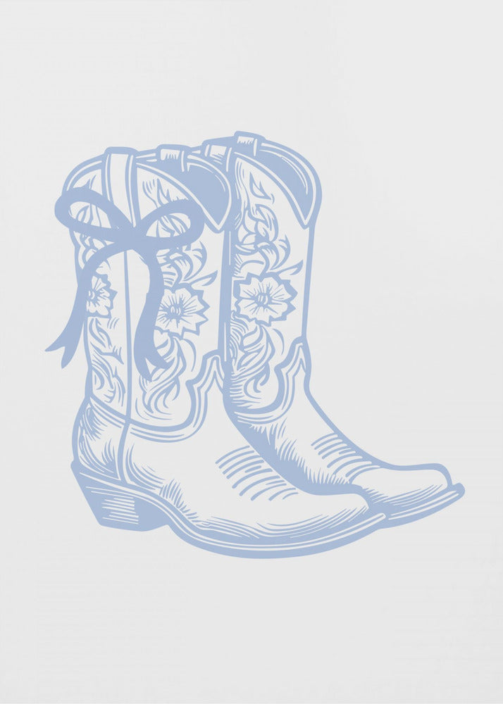 Lichtblauwe cowgirllaarzen met strik | Poster