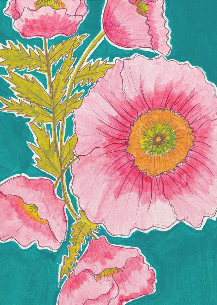 Aquarel bloemen in roze en groen door Alyssa Hamilton Art | Canvas