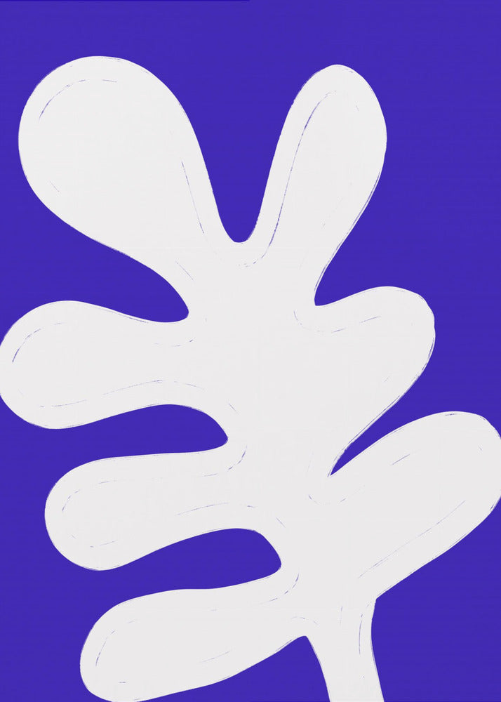 Blad op blauw canvas | Canvas