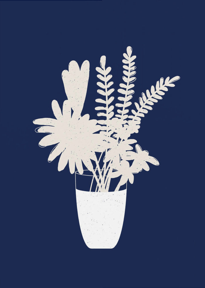 Sepia bloemensilhouet | Poster