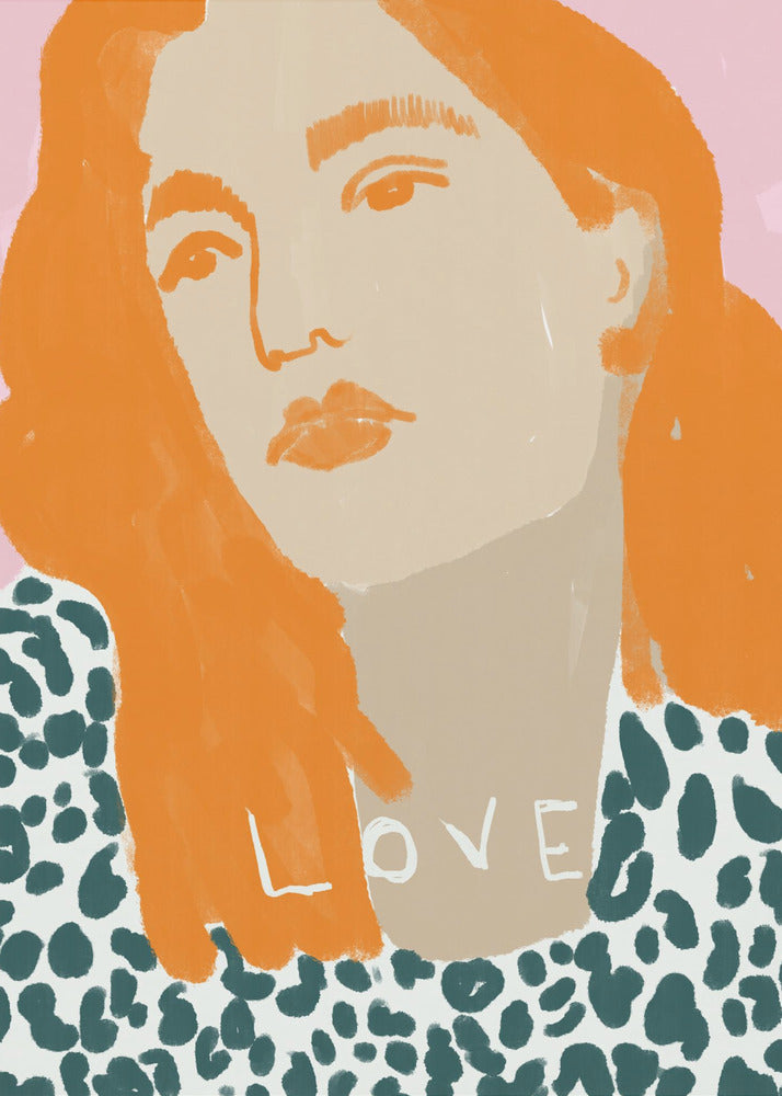 Portret van een vrouw met oranje haar | Canvas