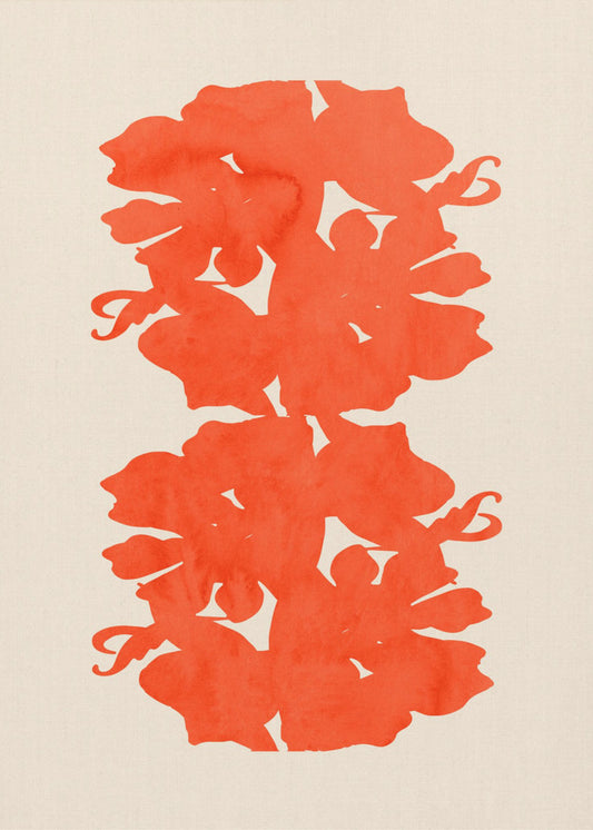 Oranje bloemensilhouetten | Poster