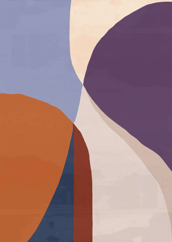Organische vormen in aardse en blauwe tinten | Canvas