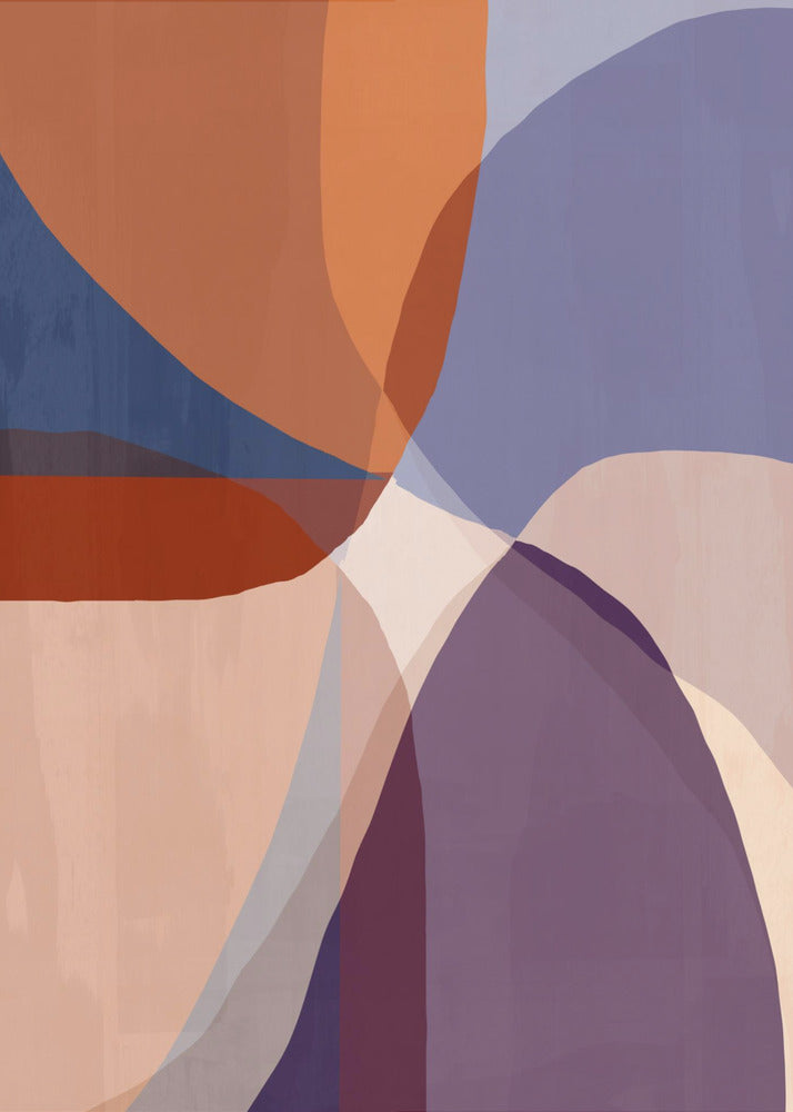 Organische vormen in aardse en blauwe tinten | Canvas