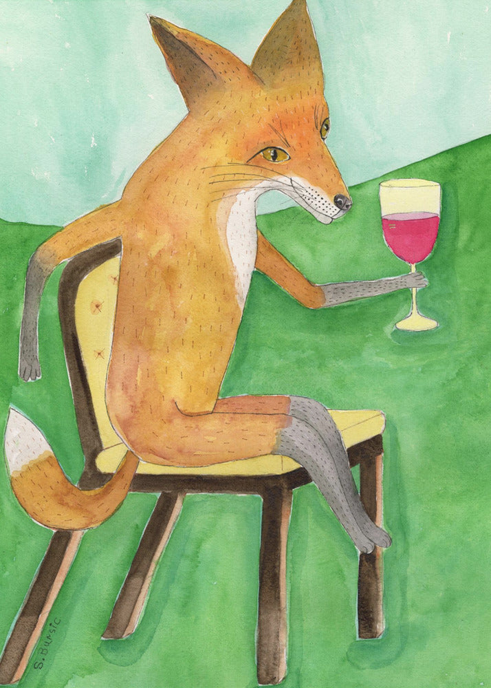 Meneer Vos drinkt rode wijn | Canvas
