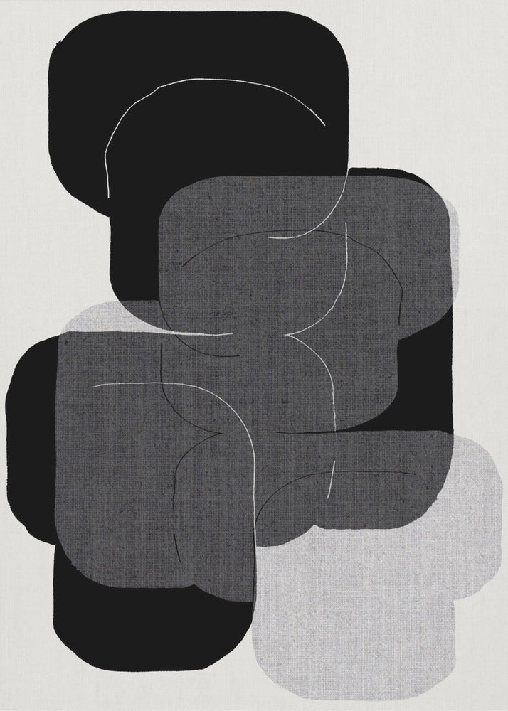 Abstracte vormen in zwart, grijs en wit | Poster