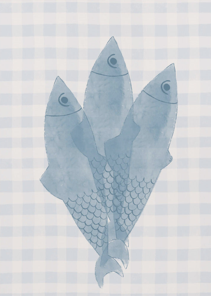 Drie blauwe vissen | Canvas