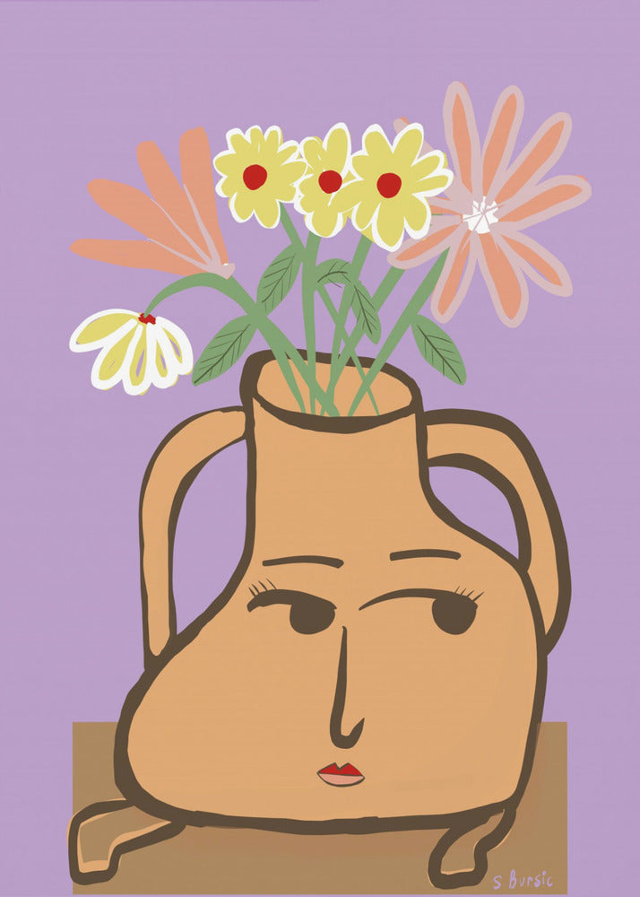 Dame vaas met bloemen | Canvas