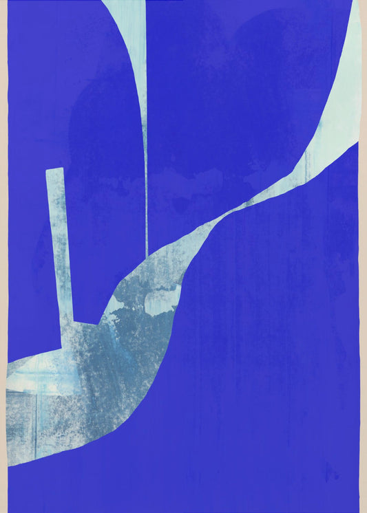 Blauwe achtergrond met een dynamische witte curve | Poster