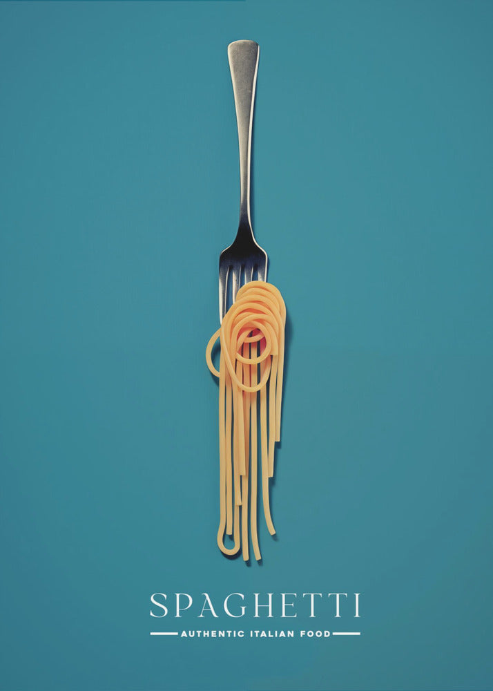 Een vork omwikkeld met spaghetti | Canvas