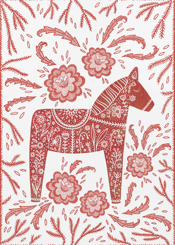 Zweeds Dalapaard Rood en Wit | Canvas