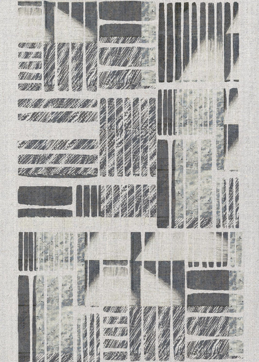 Geometrische patronen met getextureerde monochrome lijnen | Canvas