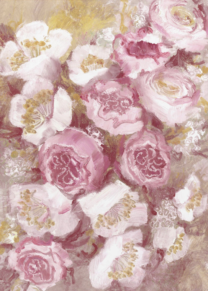Bloemenboeket met roze rozen | Canvas