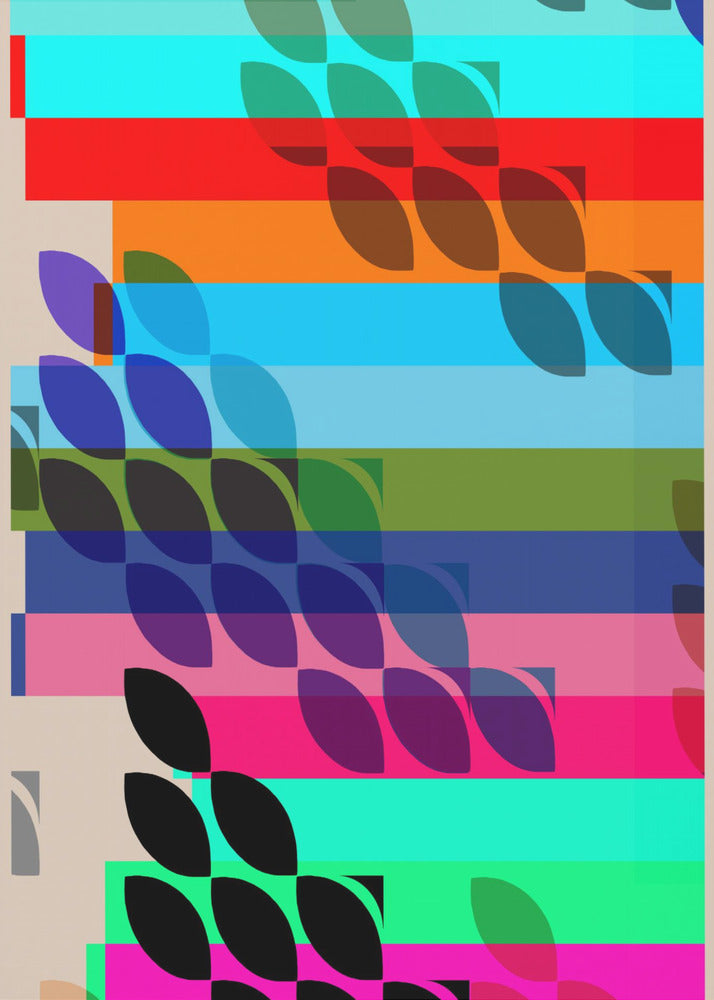 Levendige geometrische vormen en bladpatronen | Canvas