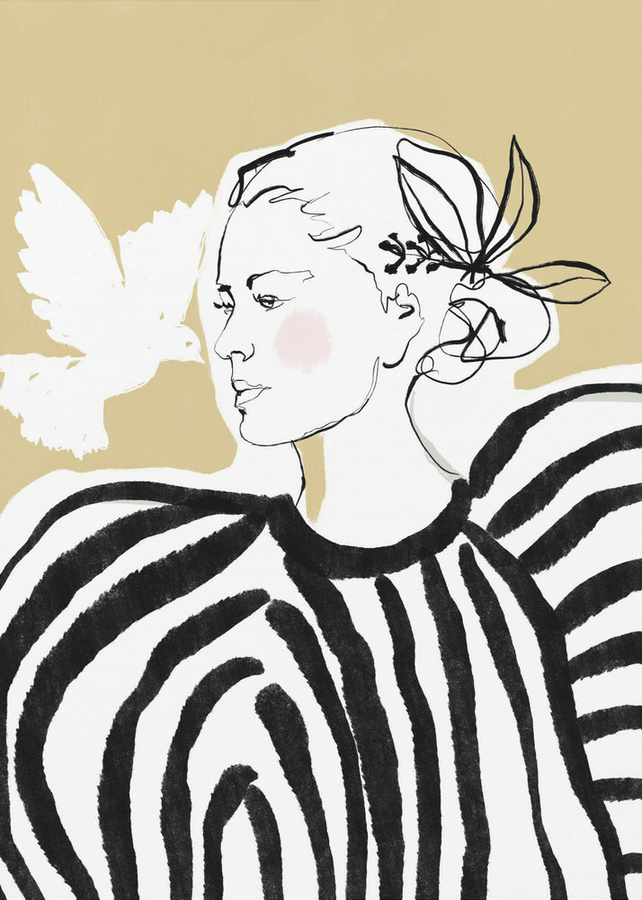 Vrouwenprofiel met zebrastreeppatroon | Canvas