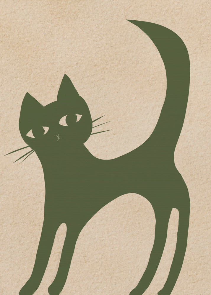 Groene kat | Canvas