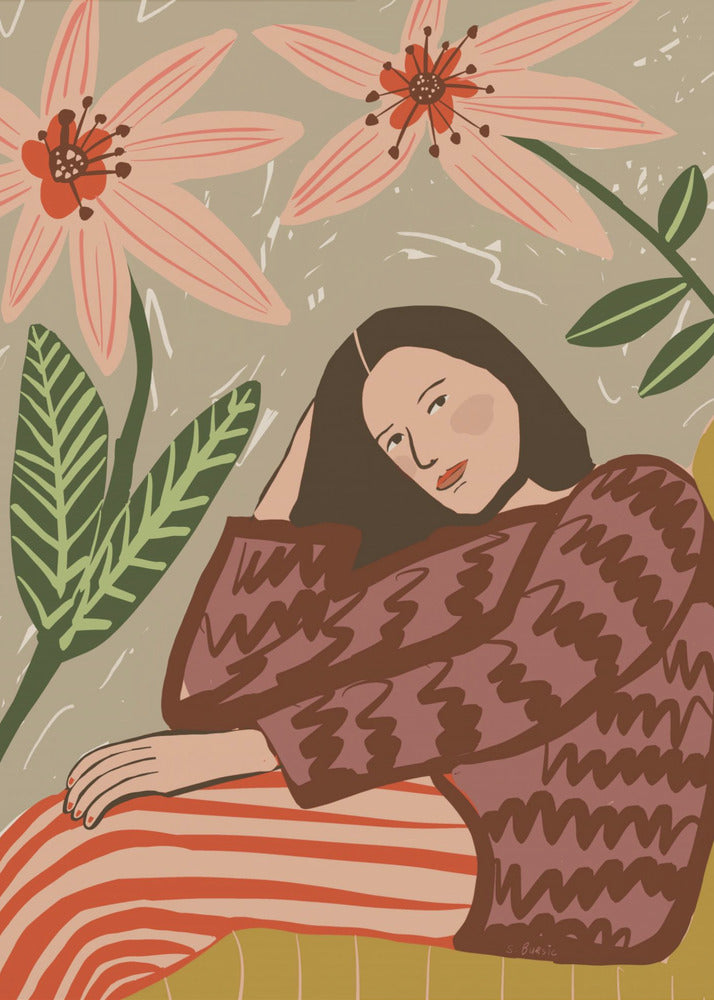 Zittende dame | Canvas