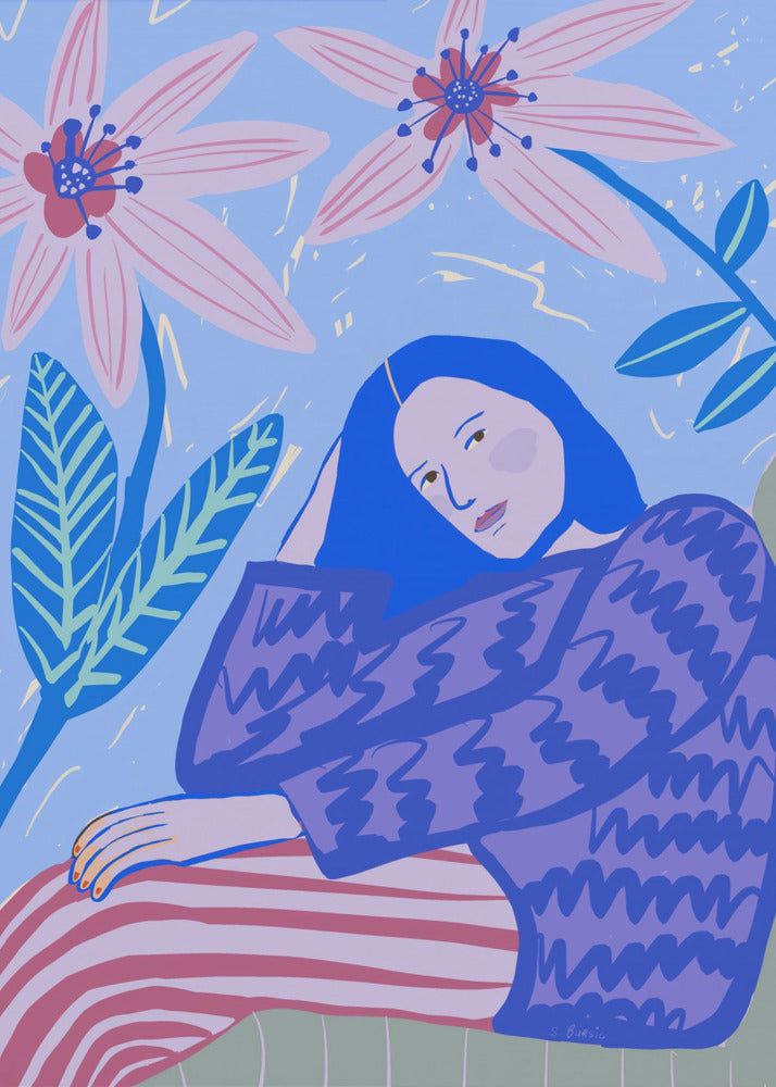Zittende dame | Canvas